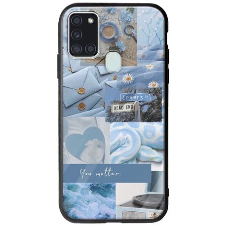 Aesthetic Blue Samsung Galaxy A21s Groove TPU (Tempered Glass και TPU)