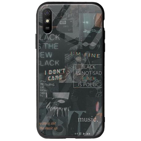 Aesthetic Black Xiaomi Redmi 9A Groove TPU (Tempered Glass και TPU)