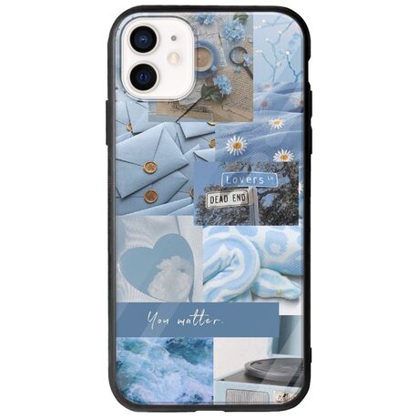 Aesthetic Blue iPhone 12 Groove TPU (Tempered Glass και TPU)