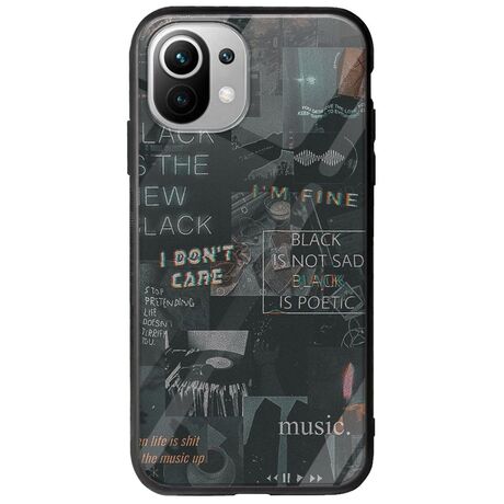 Aesthetic Black Xiaomi Mi 11 Lite / 11 Lite NE / 5G Groove TPU (Tempered Glass και TPU)