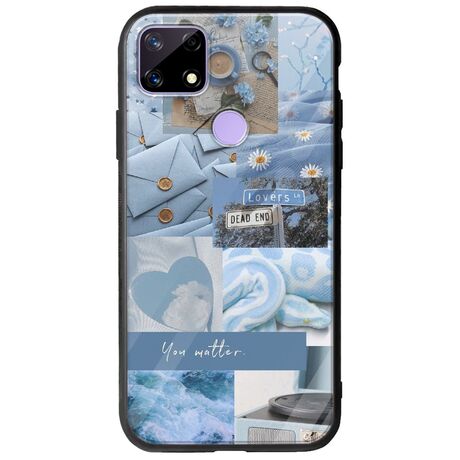 Aesthetic Blue Realme C21 Groove TPU (Tempered Glass και TPU)