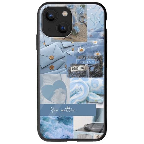 Aesthetic Blue iPhone 13 mini Groove TPU (Tempered Glass και TPU)