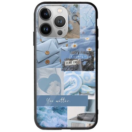 Aesthetic Blue iPhone 13 Pro Max Groove TPU (Tempered Glass και TPU)