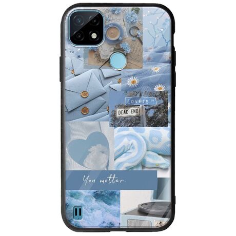 Aesthetic Blue Realme C21Y / Realme C25Y Groove TPU (Tempered Glass και TPU)