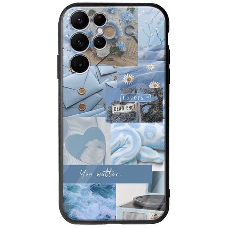Aesthetic Blue Samsung Galaxy S22 Ultra Groove TPU (Tempered Glass και TPU)