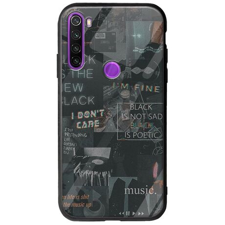 Aesthetic Black Xiaomi Redmi Note 8 2021 Groove TPU (Tempered Glass και TPU)