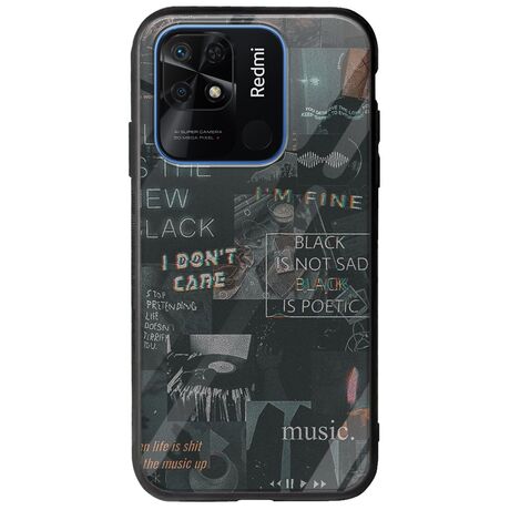 Aesthetic Black Xiaomi Redmi 10C Groove TPU (Tempered Glass και TPU)