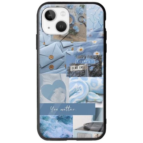 Aesthetic Blue iPhone 14 Groove TPU (Tempered Glass και TPU)