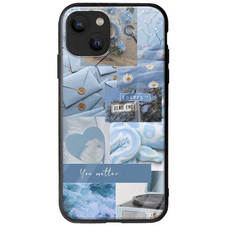 Aesthetic Blue iPhone 14 Plus Groove TPU (Tempered Glass και TPU)