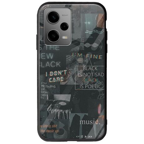 Aesthetic Black Xiaomi Redmi Note 12 5G Groove TPU (Tempered Glass και TPU)