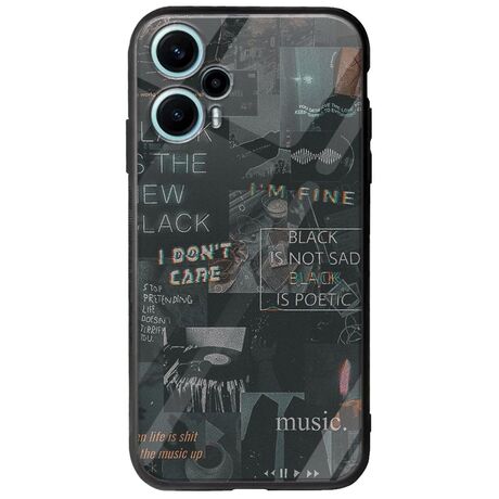 Aesthetic Black Xiaomi Poco F5 5G Groove TPU (Tempered Glass και TPU)