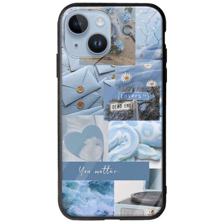 Aesthetic Blue iPhone 15 Groove TPU (Tempered Glass και TPU)