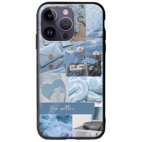 Aesthetic Blue iPhone 15 Pro Groove TPU (Tempered Glass και TPU)