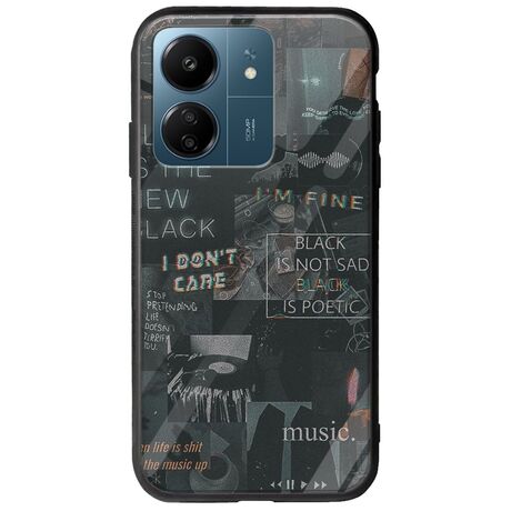 Aesthetic Black Xiaomi Redmi 13C Groove TPU (Tempered Glass και TPU)