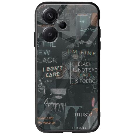 Aesthetic Black Xiaomi Redmi Note 13 Pro Plus 5G Groove TPU (Tempered Glass και TPU)