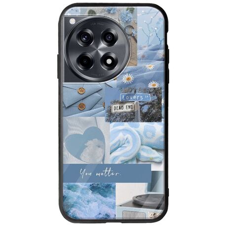 Aesthetic Blue OnePlus 12 5G Groove TPU (Tempered Glass και TPU)