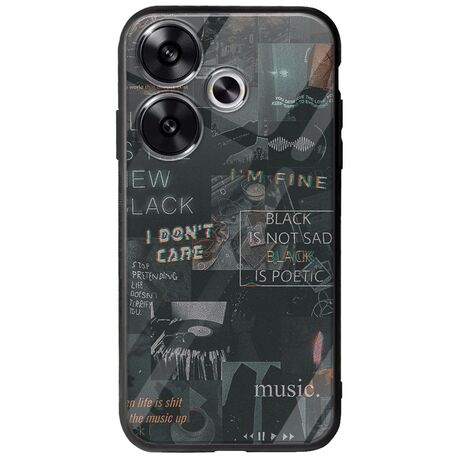 Aesthetic Black Xiaomi Poco F6 5G Groove TPU (Tempered Glass και TPU)