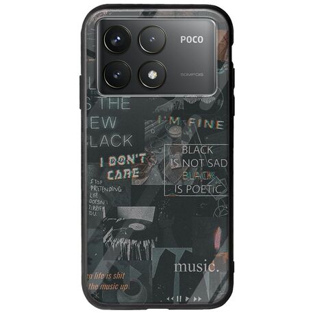 Aesthetic Black Xiaomi Poco F6 Pro 5G Groove TPU (Tempered Glass και TPU)