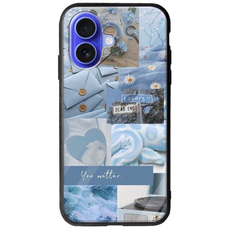 Aesthetic Blue iPhone 16 Groove TPU (Tempered Glass και TPU)