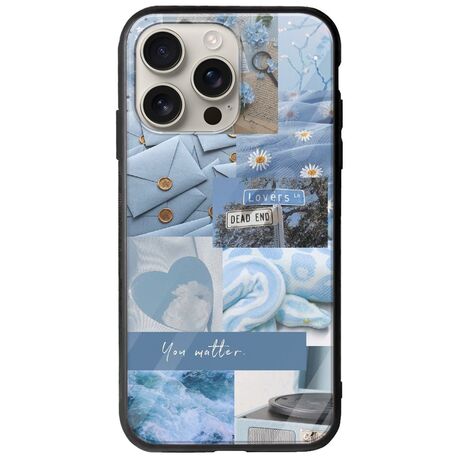Aesthetic Blue iPhone 16 Pro Groove TPU (Tempered Glass και TPU)