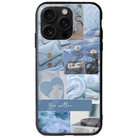 Aesthetic Blue iPhone 16 Pro Max Groove TPU (Tempered Glass και TPU)