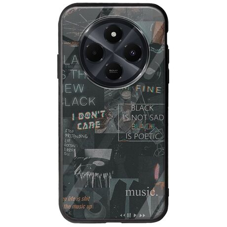 Aesthetic Black Xiaomi Redmi 14C Groove TPU (Tempered Glass και TPU)