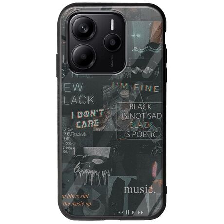 Aesthetic Black Xiaomi Redmi Note 14 5G Groove TPU (Tempered Glass και TPU)