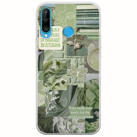 Aesthetic Green Huawei P30 Lite Flexible TPU (Διάφανη Σιλικόνη)