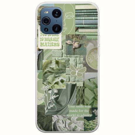 Aesthetic Green Oppo Find X3 Pro 5G Flexible TPU (Διάφανη Σιλικόνη)