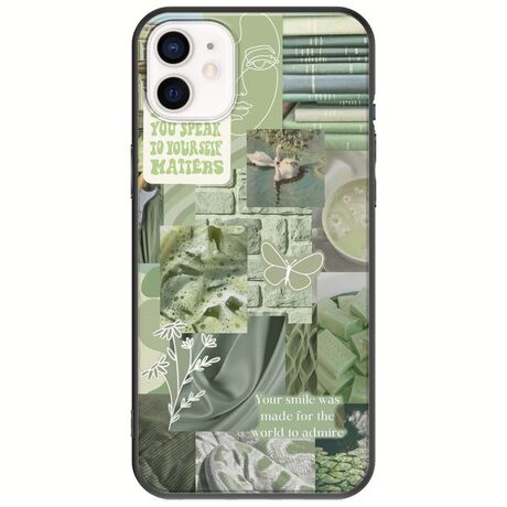 Aesthetic Green iPhone 12 Black TPU (Μαύρη Σιλικόνη)