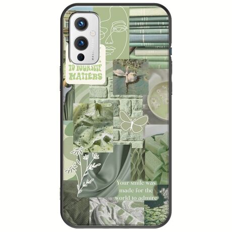 Aesthetic Green OnePlus 9 Black TPU (Μαύρη Σιλικόνη)