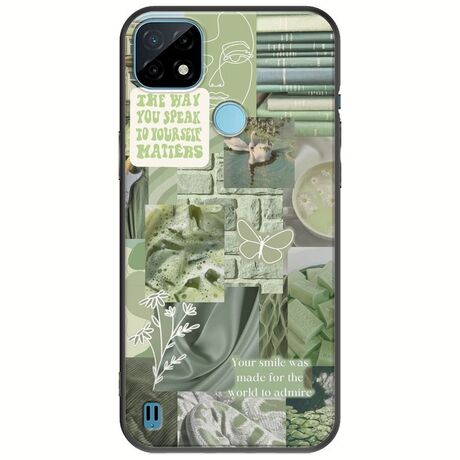Aesthetic Green Realme C21Y / Realme C25Y Black TPU (Μαύρη Σιλικόνη)