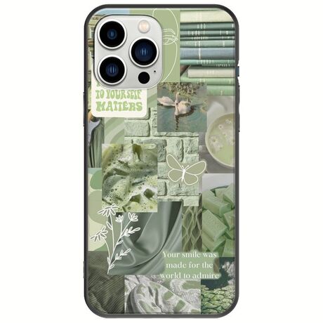 Aesthetic Green iPhone 14 Pro Black TPU (Μαύρη Σιλικόνη)