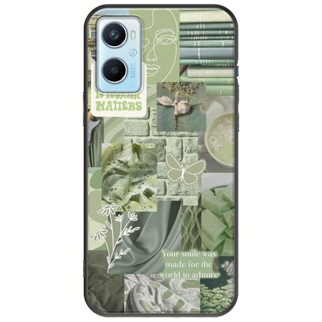 Aesthetic Green Oppo A96 4G Black TPU (Μαύρη Σιλικόνη)