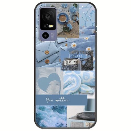 Aesthetic Blue TCL 40R 5G Black TPU (Μαύρη Σιλικόνη)