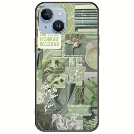 Aesthetic Green iPhone 15 Black TPU (Μαύρη Σιλικόνη)