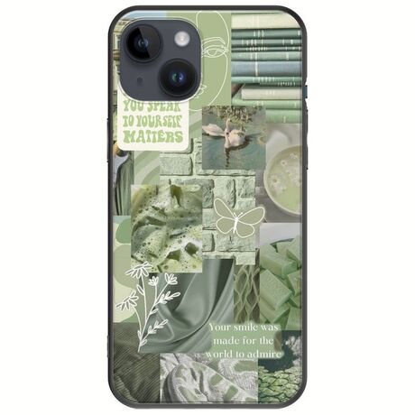 Aesthetic Green iPhone 15 Plus Black TPU (Μαύρη Σιλικόνη)