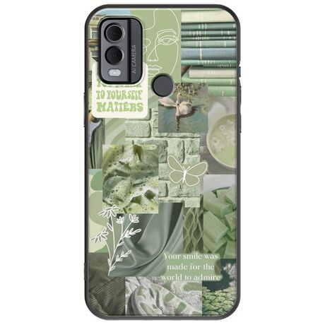 Aesthetic Green Nokia C22 Black TPU (Μαύρη Σιλικόνη)