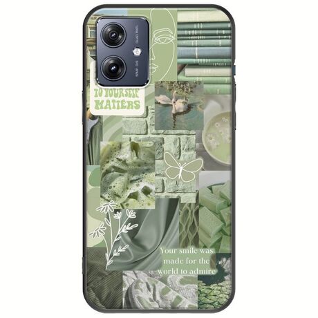 Aesthetic Green Motorola Moto G54 5G Black TPU (Μαύρη Σιλικόνη)