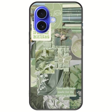 Aesthetic Green iPhone 16 Black TPU (Μαύρη Σιλικόνη)