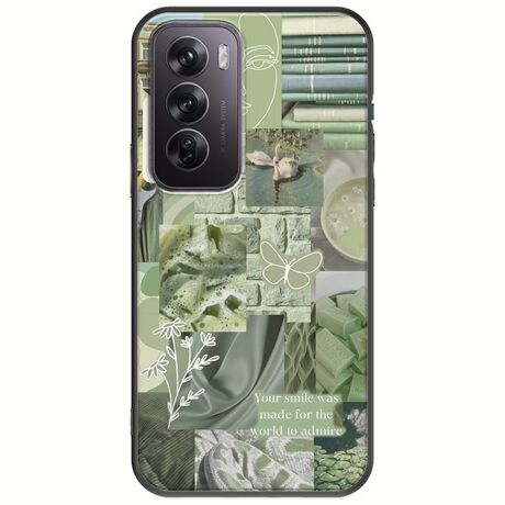 Aesthetic Green Oppo Reno 12 5G Black TPU (Μαύρη Σιλικόνη)