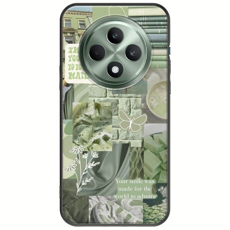 Aesthetic Green Oppo Reno 12 FS 5G  Black TPU (Μαύρη Σιλικόνη)
