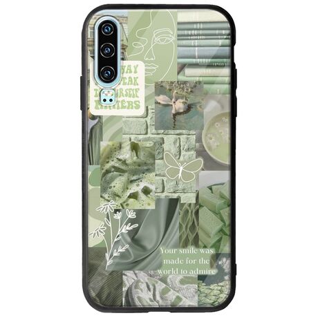 Aesthetic Green Huawei P30 Groove TPU (Tempered Glass και TPU)