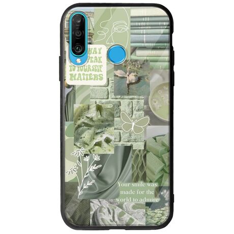 Aesthetic Green Huawei P30 Lite Groove TPU (Tempered Glass και TPU)