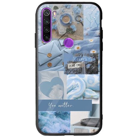 Aesthetic Blue Xiaomi Redmi Note 8 Groove TPU (Tempered Glass και TPU)