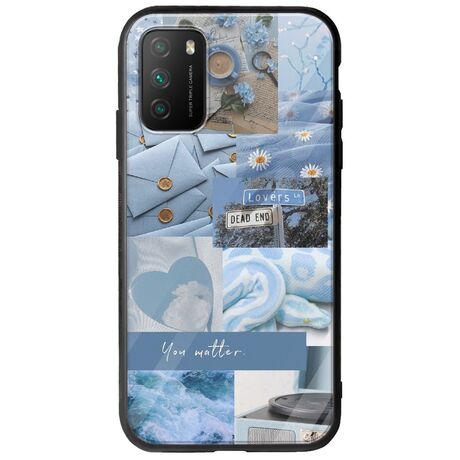 Aesthetic Blue Xiaomi Poco M3 Groove TPU (Tempered Glass και TPU)