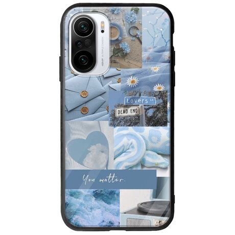 Aesthetic Blue Xiaomi Poco F3 Groove TPU (Tempered Glass και TPU)