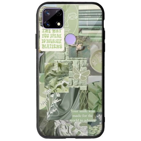 Aesthetic Green Realme C21 Groove TPU (Tempered Glass και TPU)