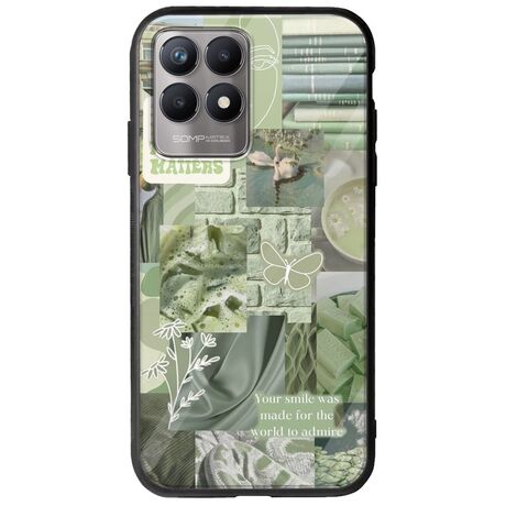 Aesthetic Green Realme 8i Groove TPU (Tempered Glass και TPU)