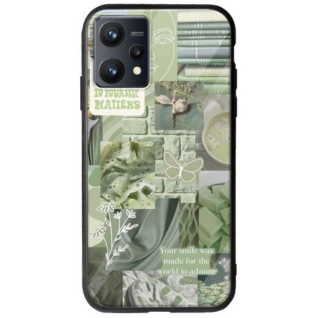 Aesthetic Green Realme 9 4G Groove TPU (Tempered Glass και TPU)